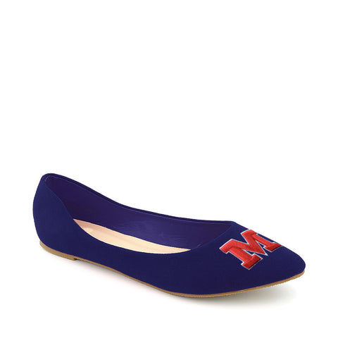 Ole Miss Rebels Pointed Toe Suede Ballet Flats