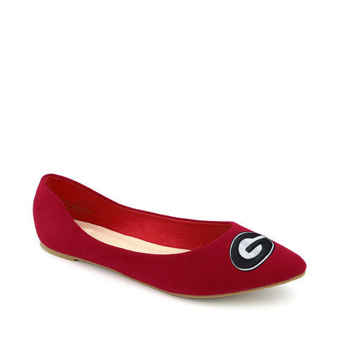 Georgia Bulldogs Pointed Toe Suede Ballet Flats