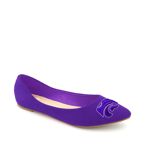 Kansas State Wildcats Pointed Toe Suede Ballet Flats