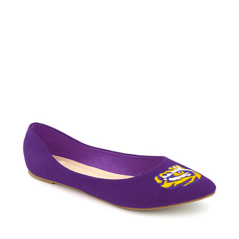 LSU Tigers Pointed Toe Suede Ballet Flats