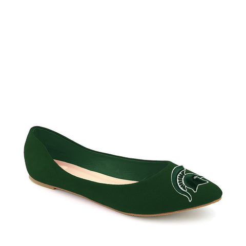 Michigan State Spartans Pointed Toe Suede Ballet Flats