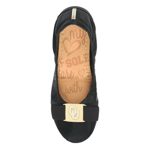 Oklahoma Sooners Black Faux Leather Fold Up Ballet Flat