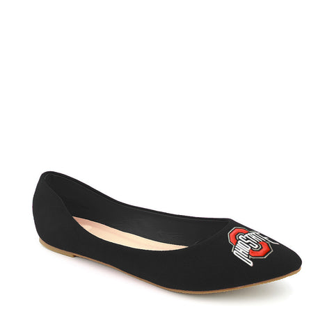 Ohio State Buckeyes Pointed Toe Suede Ballet Flats